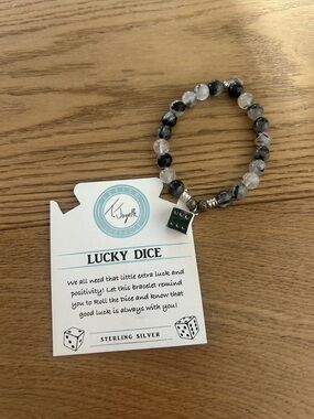 T. Jorgelle Lucky Dice Black & Clear Beaded Bracelet